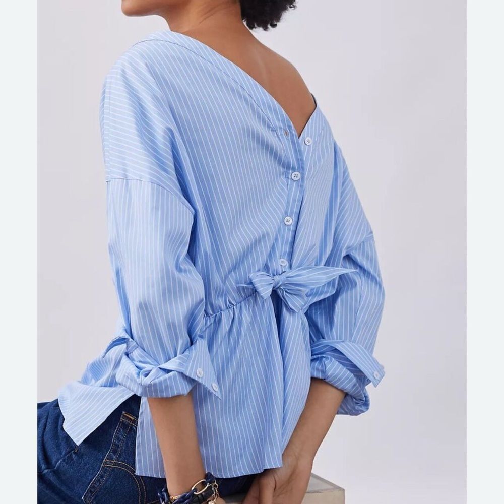 Anthropologie Harshman Cotton Button Back Oversized Top(Size XS)